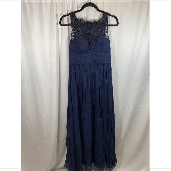 NWT Aidan Mattox Embellished Lace & Silk Chiffon Gown Twilight Blue [ SZ 6‎ ] - Picture 6 of 15